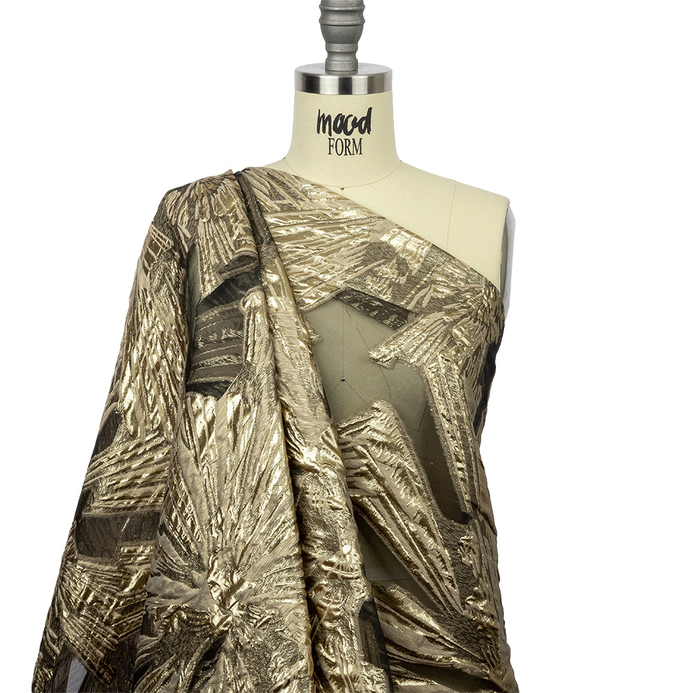 Metallic Burnout Brocade - Gold and Beige Firework Florals - Joann Fabrics