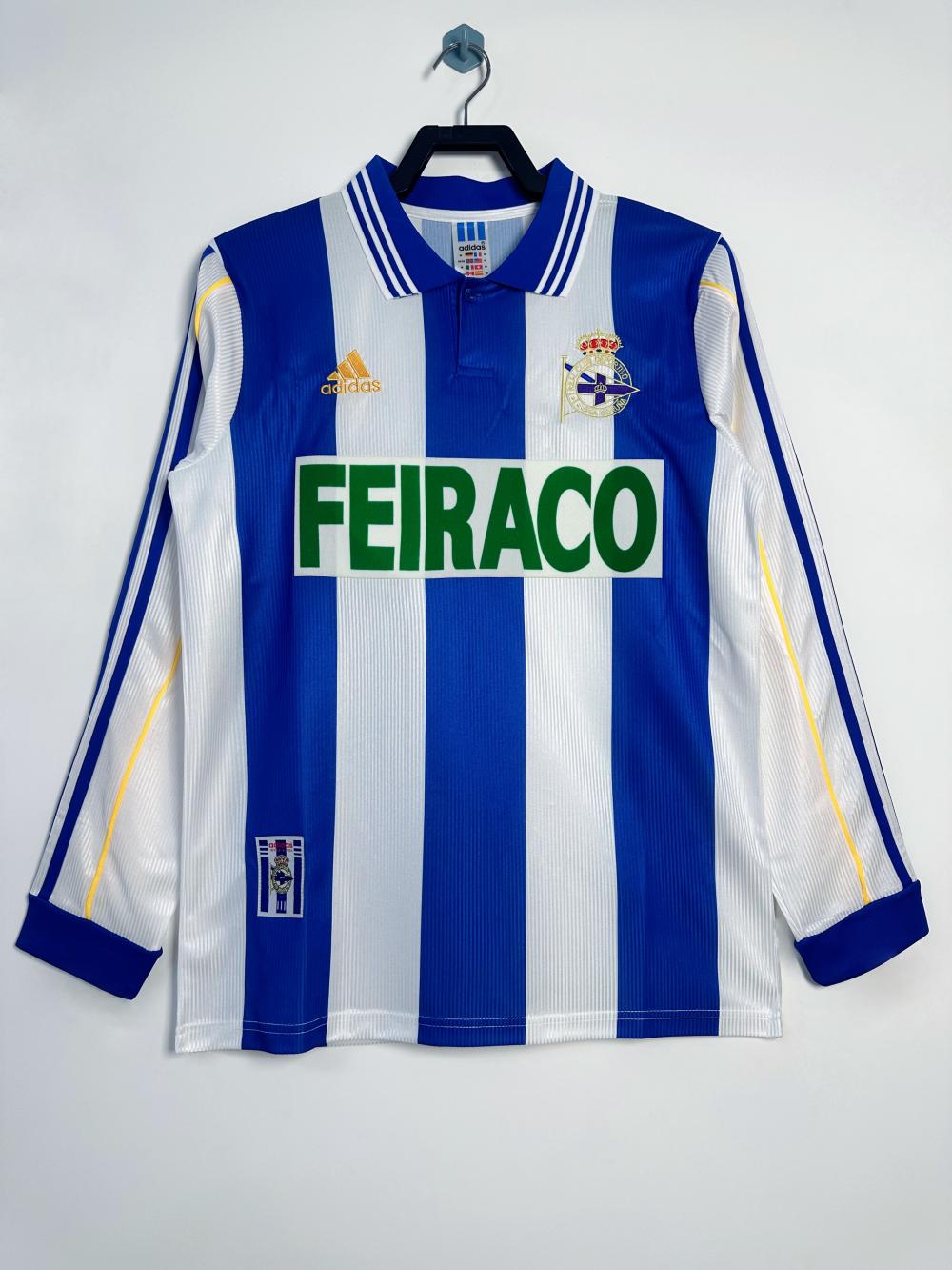 1999-2000 Retro Long Sleeve Deportivo Home Football Shirt 1:1 Thai Quality