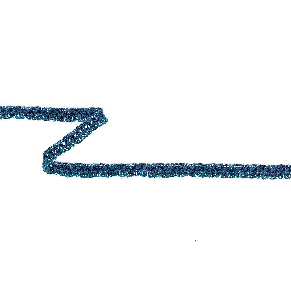 Metallic Moody Blue, Saxony Blue and Ambrosia Fine Crocheted Trim - 0.5