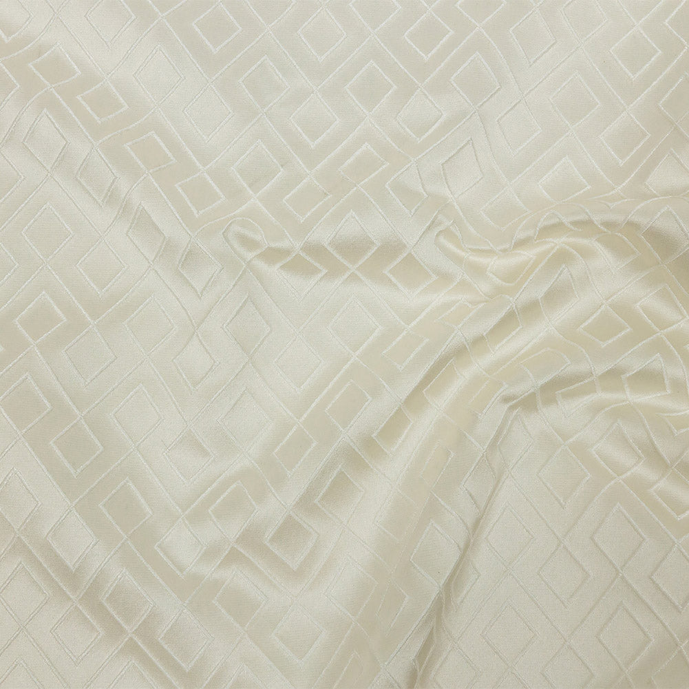 Satin-Faced Jacquard - Ivory Diamond Fret - British Imported - Joann Fabrics