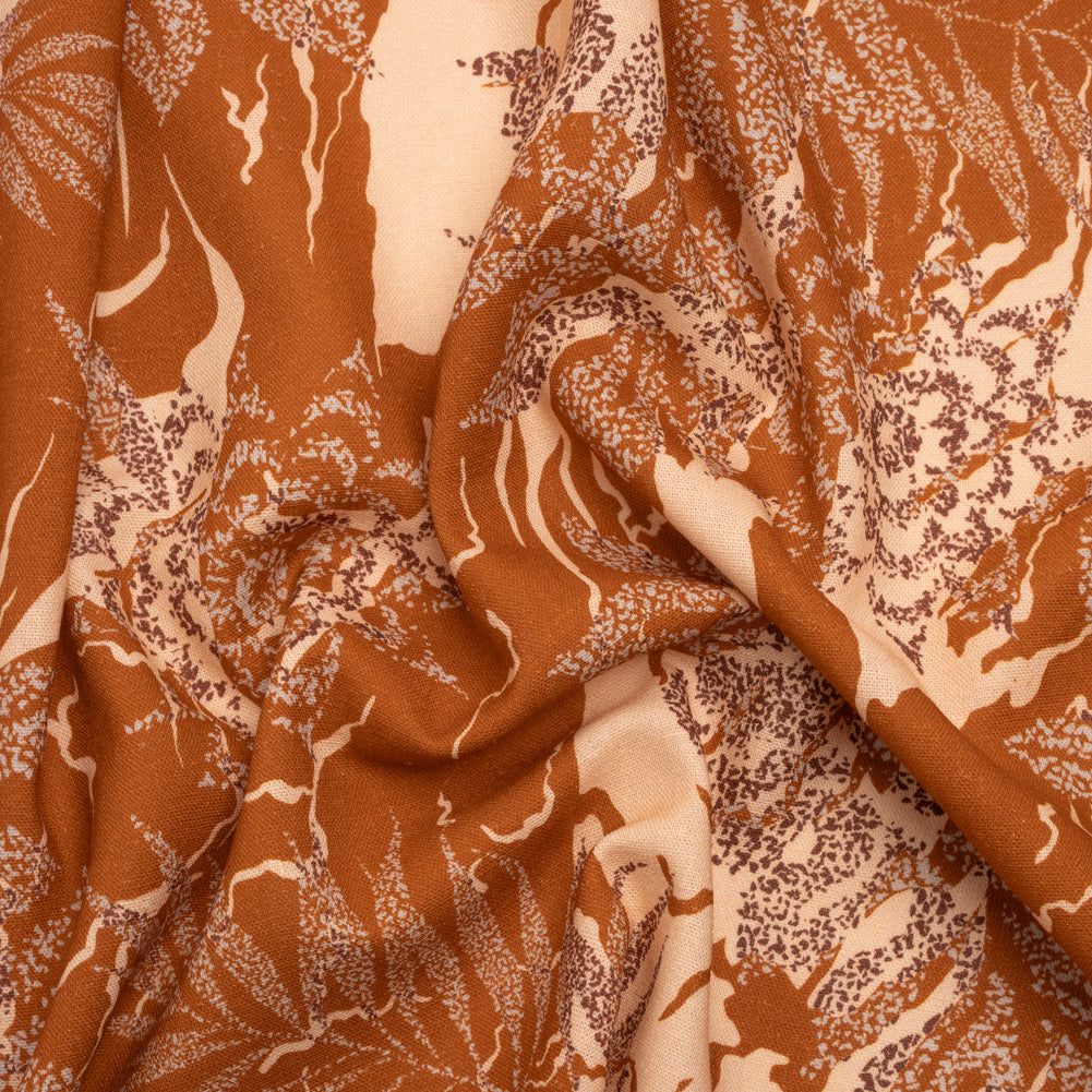 Linen and Rayon Woven Print - Brown and Beige Floral - Mood Exclusive Fossilized Memories - Joann Fabrics