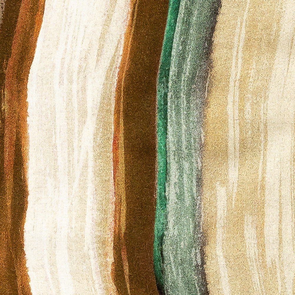 Rayon Challis - Orange and Teal Painted Stripes - Nilotic Wasteland Print - Mood Exclusive Tumunyana Collection - Joann Fabrics
