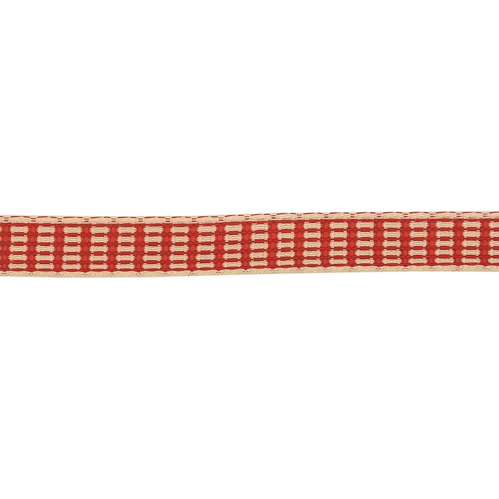 Red and White Rectangles Jacquard Ribbon - 0.375