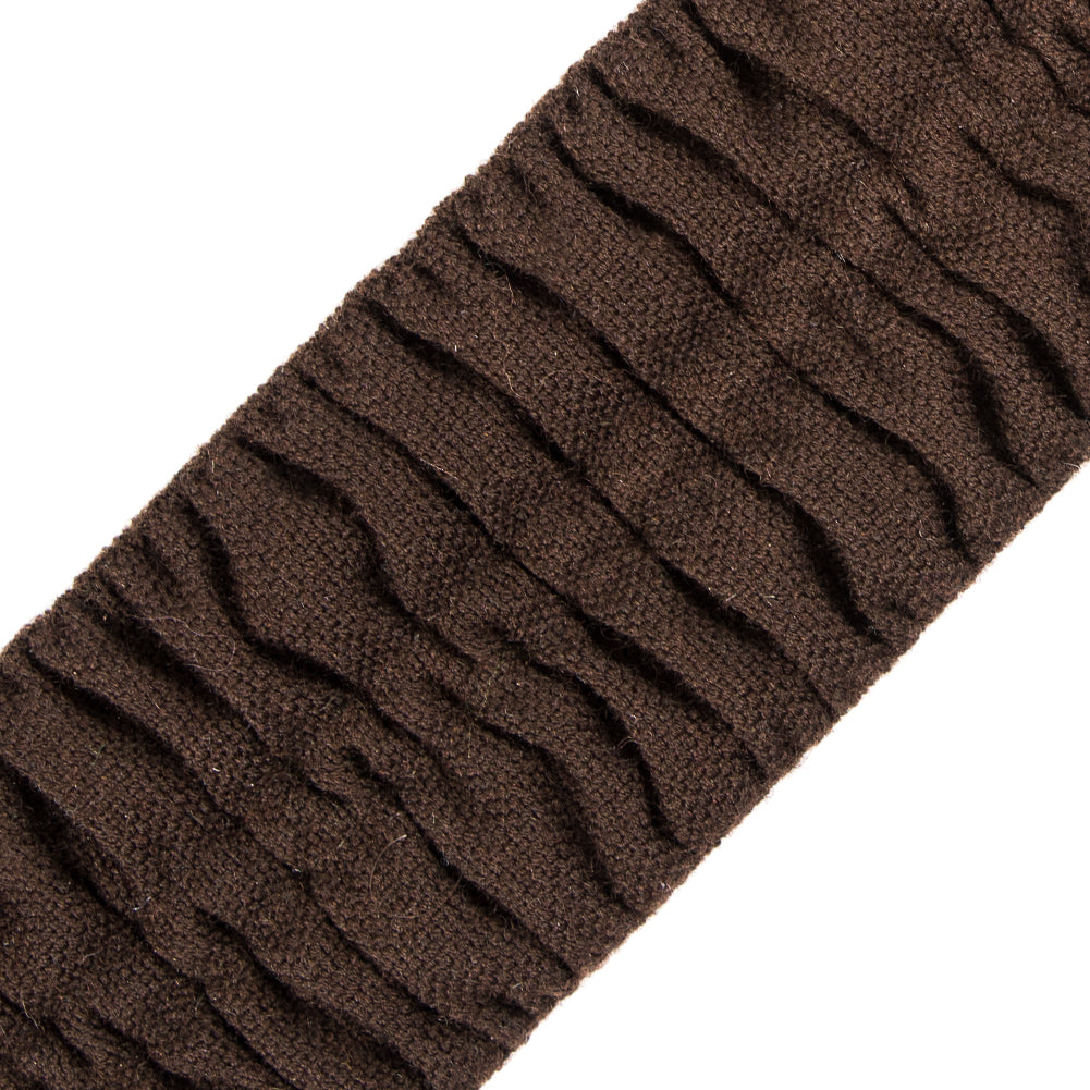 Italian Dark Brown Ruched Stretch Wool Trimming - 2.375