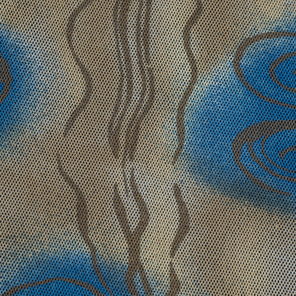 Blue and Beige Printed Polyester Mesh - Joann Fabrics