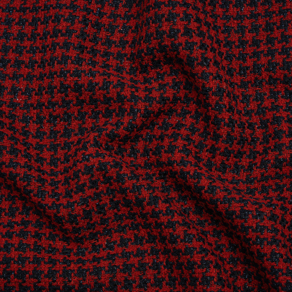 Metallic Tweed - Red and Navy Houndstooth - Deadstock - Joann Fabrics