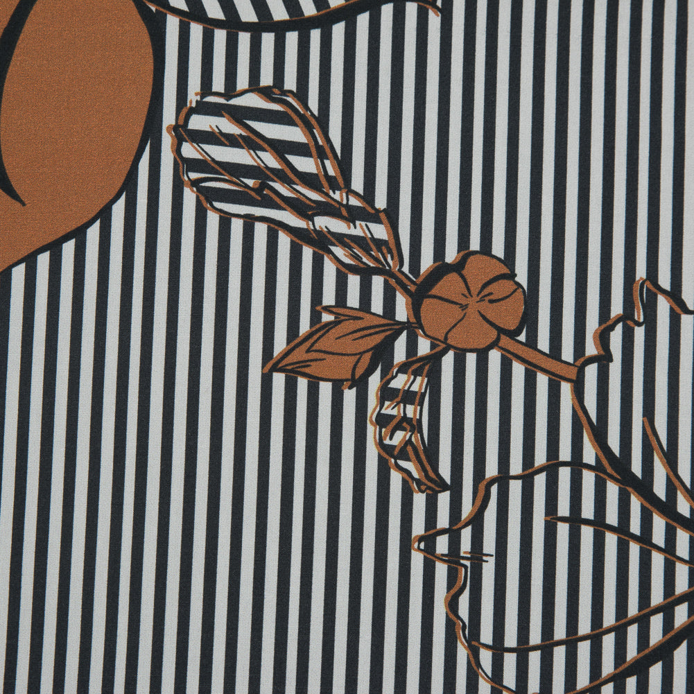 Cotton Poplin - Burnt Orange Striped Floral - Flores de Alegría Print - Mood Exclusive Avenable Collection - Joann Fabrics
