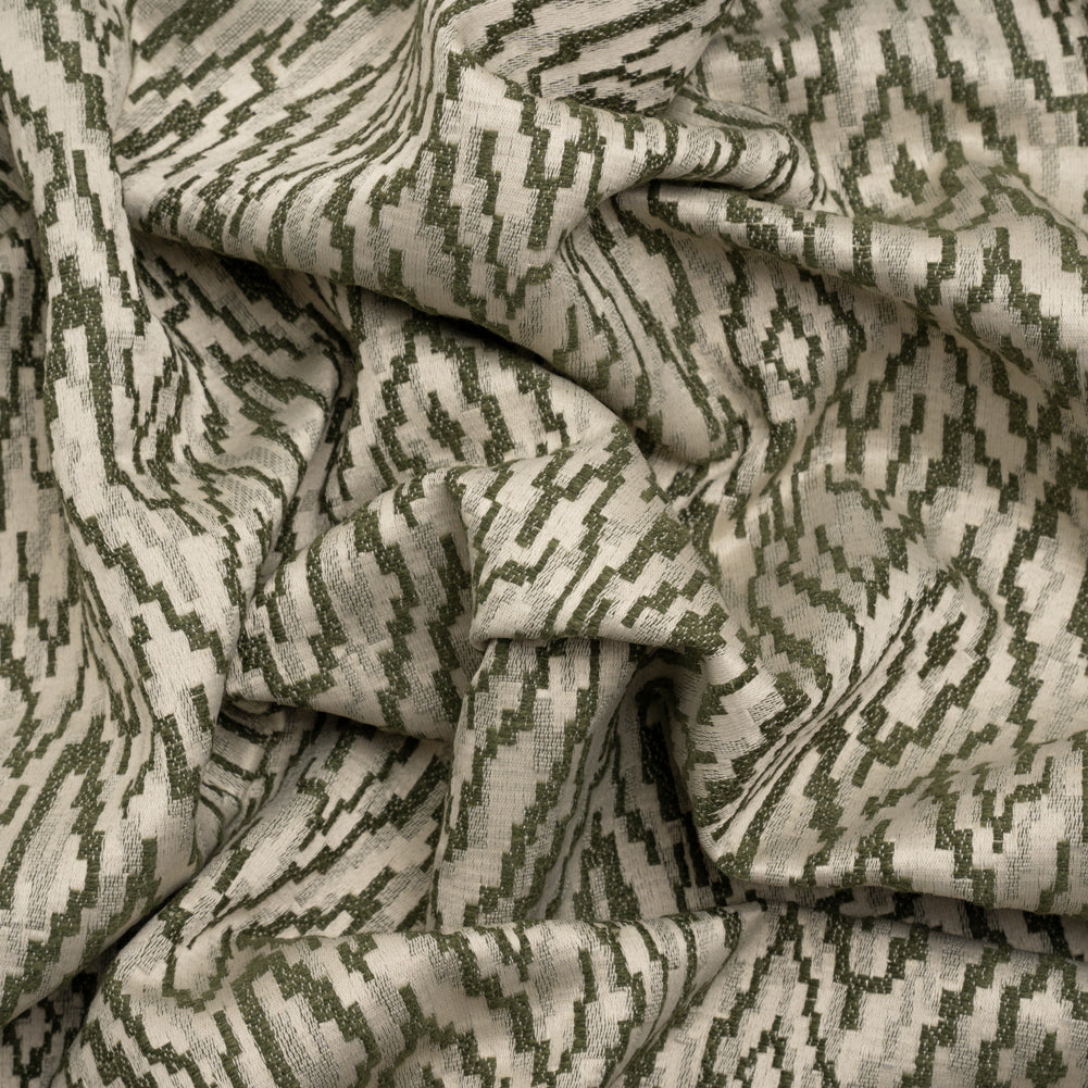 Geometric Recycled Polyester and Cotton Drapery Jacquard - Spruce - British Imported - Joann Fabrics