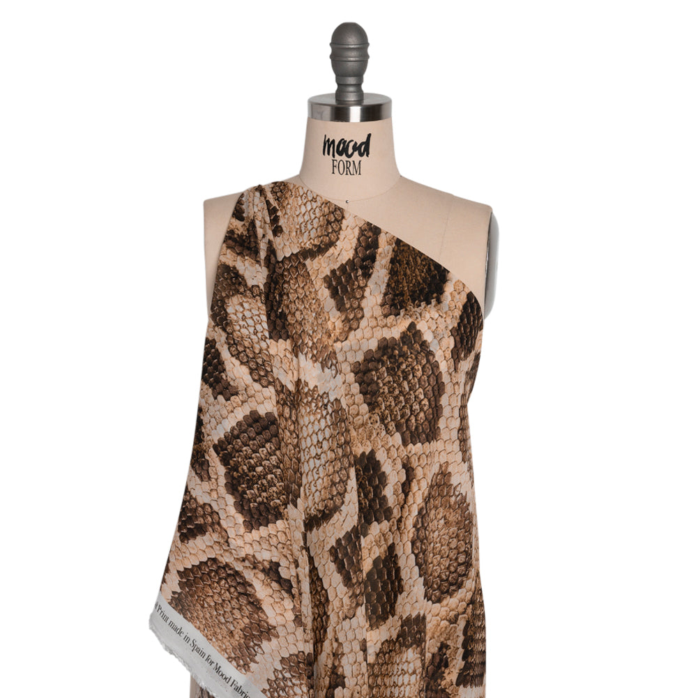 Viscose Georgette - Beige and Brown Snakeskin - Kaa's Charm Print - Mood Exclusive Kilimanjaro Collection - Joann Fabrics