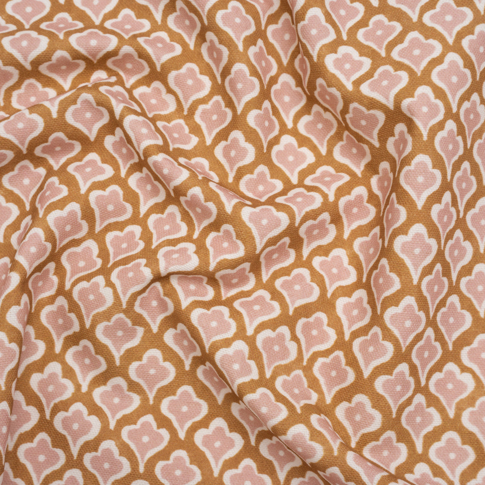 Brushed Cotton and Linen Canvas Print - Gold Flower Petal Ogees - British Imported - Joann Fabrics