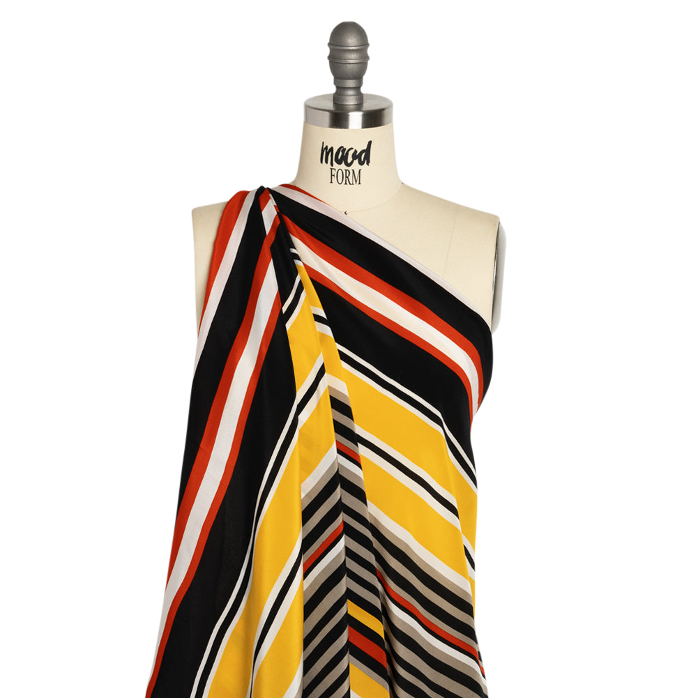 Red, Yellow and Black Barcode Stripes Silk Crepe de Chine - Joann Fabrics