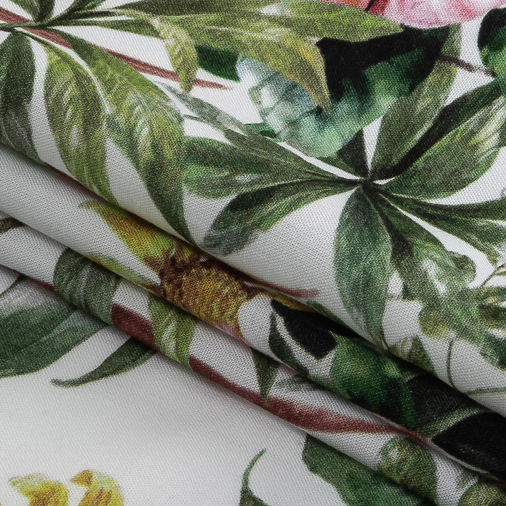 Organic Viscose Batiste - Coral Florals and Foliage - Loreto Collection - Joann Fabrics
