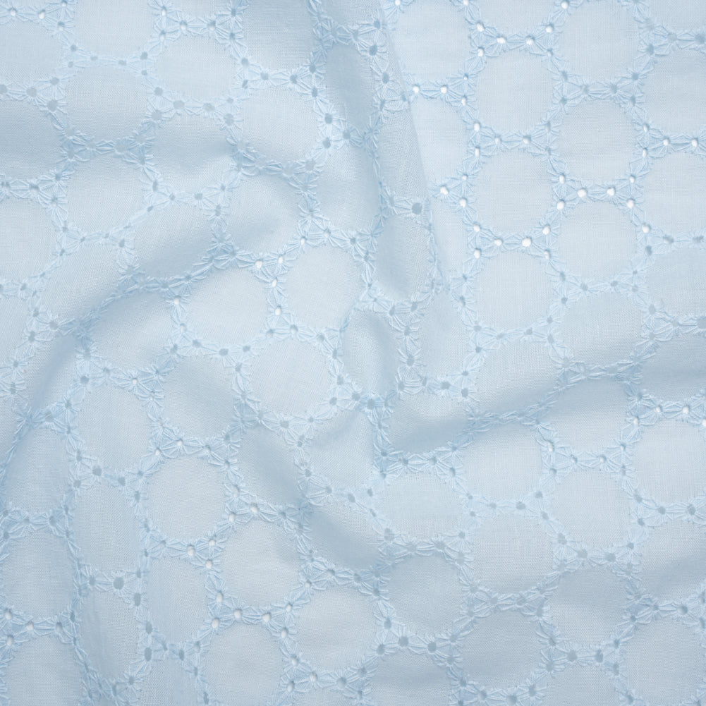 Embroidered Eyelet Cotton Voile - Pale Aqua Circles of Circles - Naomi Collection - Joann Fabrics