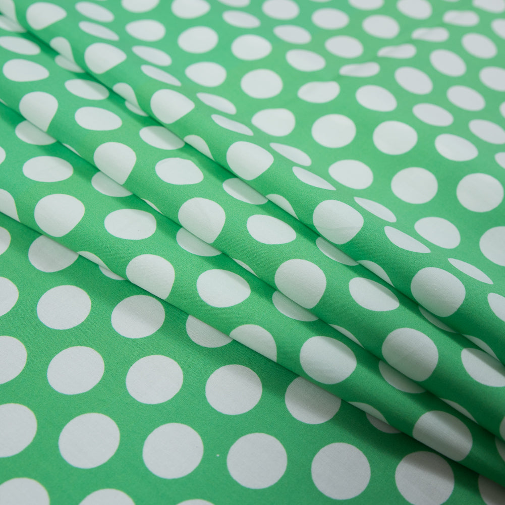 Cotton Poplin - Green and White Polka Dots - Dipping Dots Print - Mood Exclusive Avenable Collection - Joann Fabrics