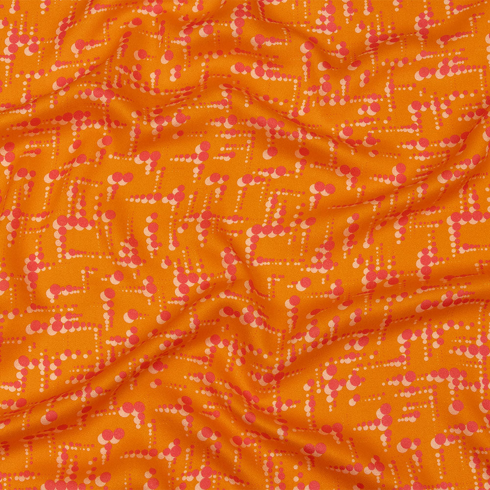 Rayon Challis - Orange and Pink Dot Lines - Spot of Sunshine Print - Mood Exclusive Citrus Collection - Joann Fabrics