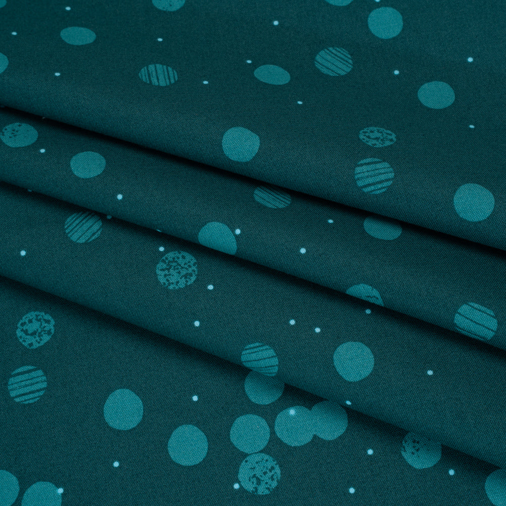 Printed Quilting Cotton by Ghazal Razavi for FIGO Studio - Teal Snow Textured Circles and Spots - Seasons Basics Collection - Joann Fabrics