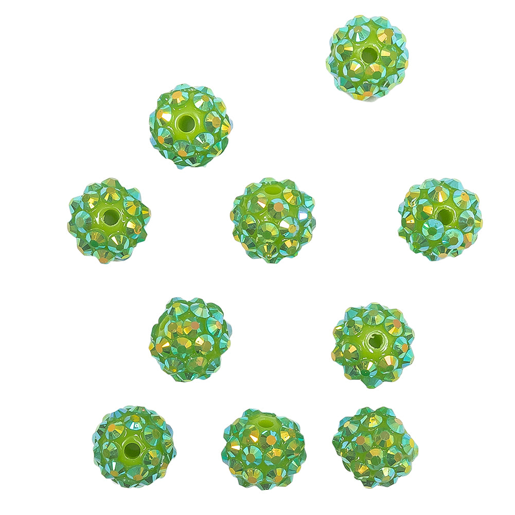 Green AB Rhinestone and Resin Faceted 12mm Beads - 10pc - Joann Fabrics