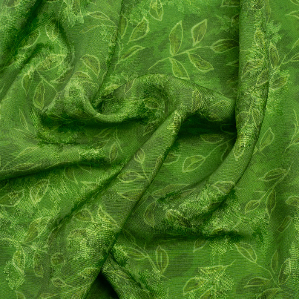 Floral Viscose Jacquard Print - Grass Green Tie Dye and Leaves - Mood Exclusive Little Sprigs - Joann Fabrics