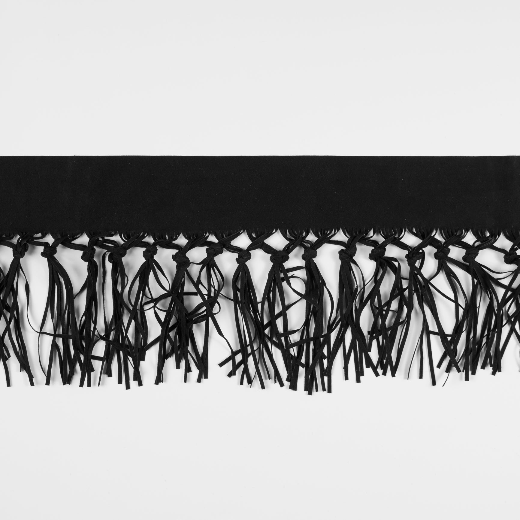 Italian Black Suede Fringe with Knots - 8.5