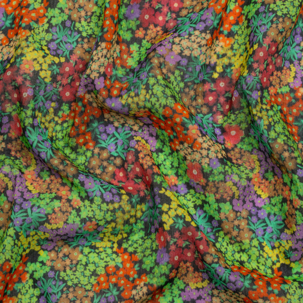 Crinkled Cotton Gauzy Woven Print - Green and Red Floral - Mood Exclusive The View Above - Joann Fabrics