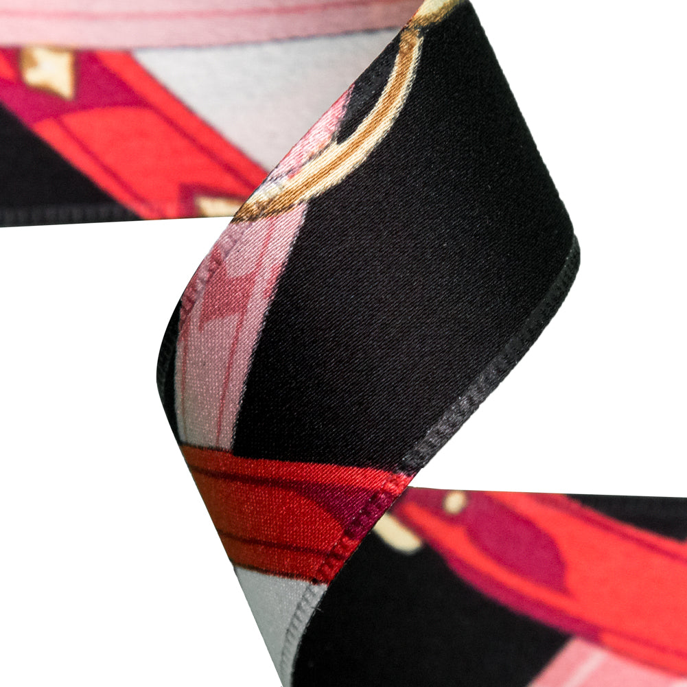 Italian Anthracite and Peony Purse Straps and Chains Satin Ribbon - 1