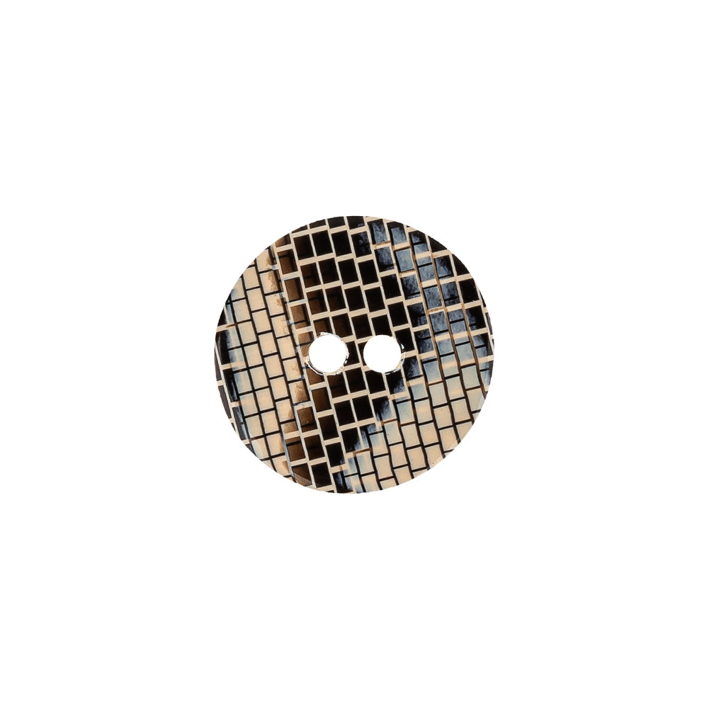Italian Frosted Almond, Gray and Brown Brick Patterned 2-Hole Smooth Top Plastic Button - 24L/15mm - Joann Fabrics