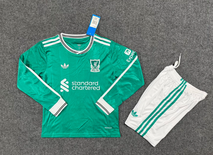 2025/2026 Long Sleeve Liverpool Third Away Football Jersey 1:1 Thai Quality Kids Size
