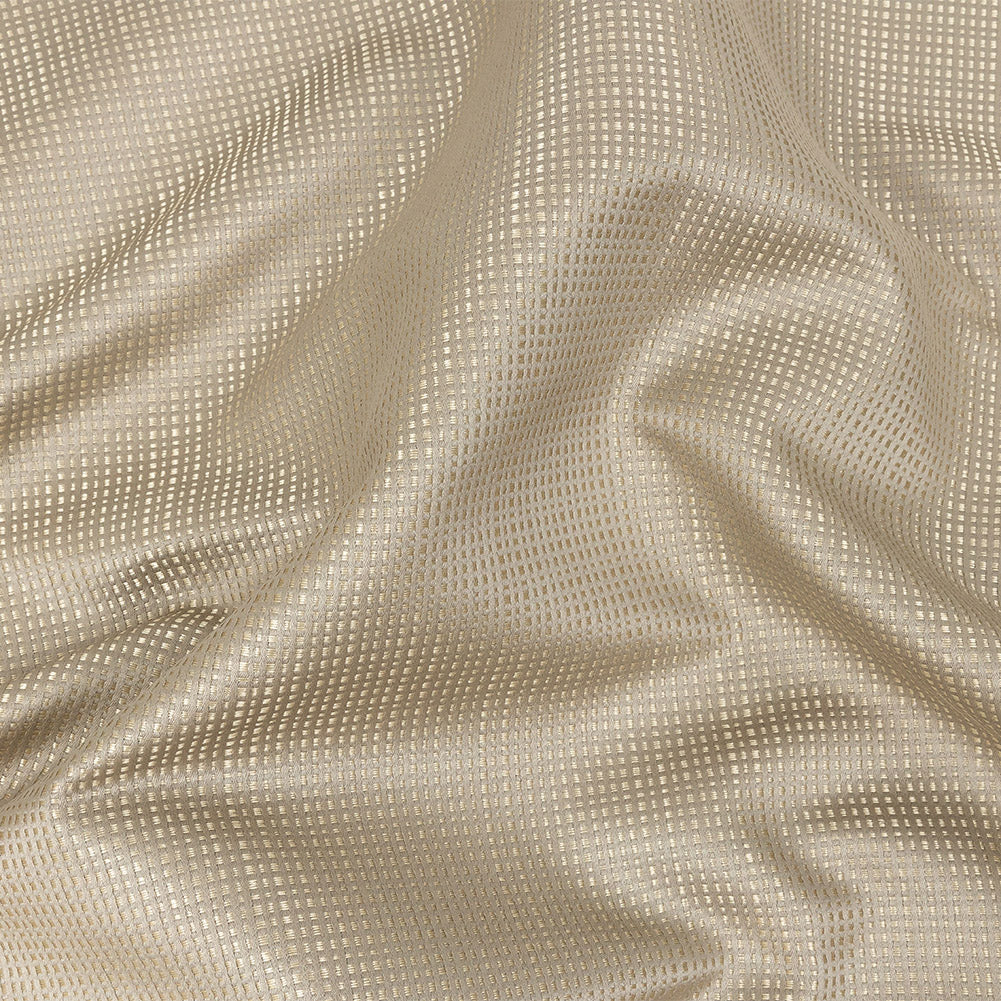 Satin-Faced Jacquard - Taupe Little Squares - British Imported - Joann Fabrics