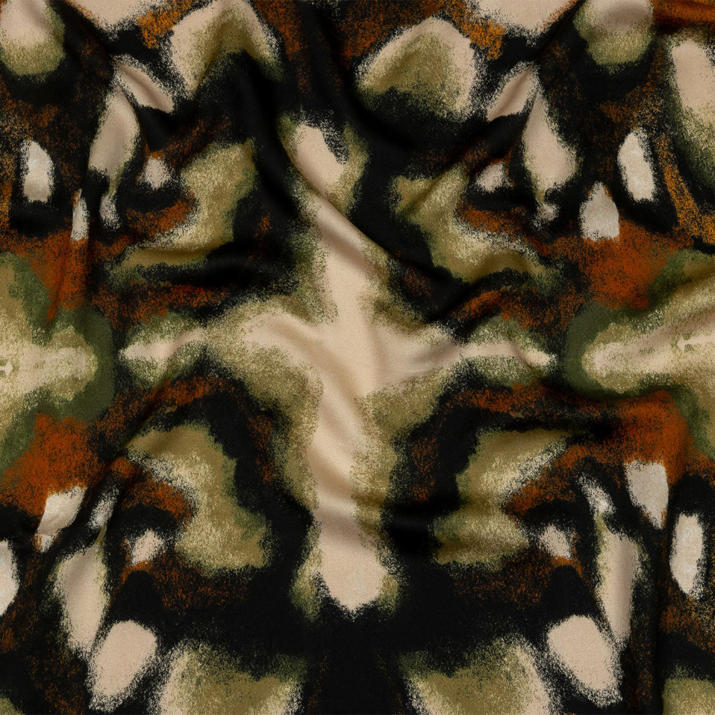 Rayon Challis - Black and Beige Abstract - From the Earth Print - Mood Exclusive Rockland Collection - Joann Fabrics