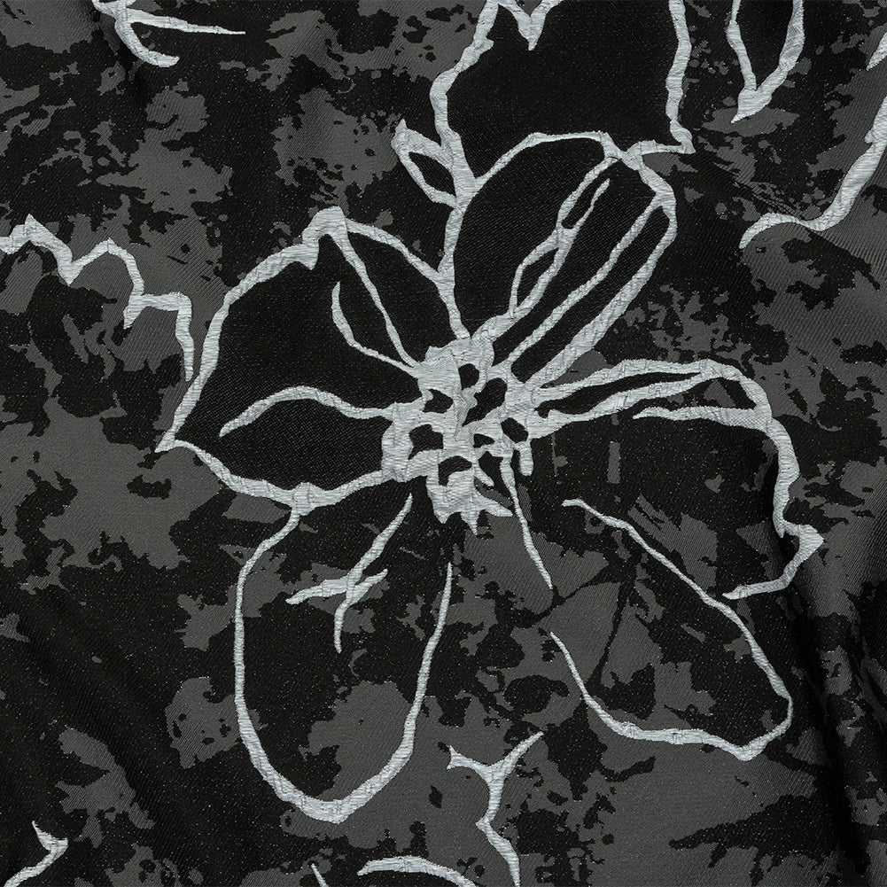 Metallic White, Gray and Black Onyx Mottled Floral Outlines Luxury Brocade - Joann Fabrics