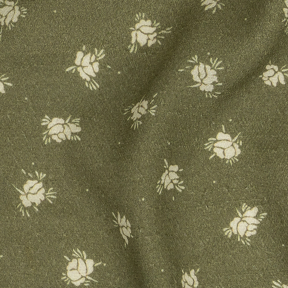 Gauzy Viscose Crepe Print - Pea Green Ditsy Floral - Mood Exclusive Rose Relic - Joann Fabrics