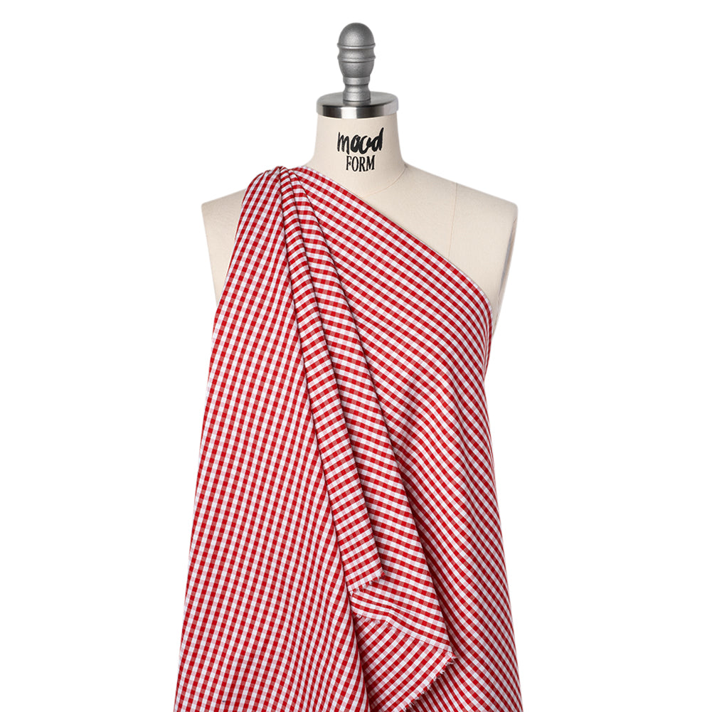 Cotton Oxford Shirting - Red and White Gingham Checks - Deadstock - Joann Fabrics