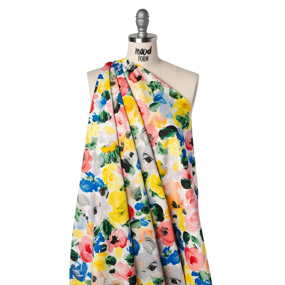 Brushed Cotton Woven - Red, Yellow and Blue Painted Roses - Mood Exclusive Palette of Petals Print - Joann Fabrics