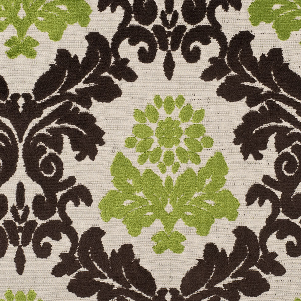 Natural/Chocolate/Lime Damask Chenille - Joann Fabrics