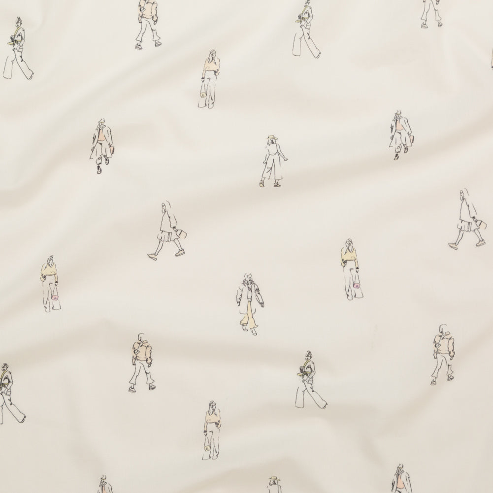 Cotton Voile - White Little Figures - Waking and Sleeping Print - Mood Exclusive Crow Collection - Joann Fabrics