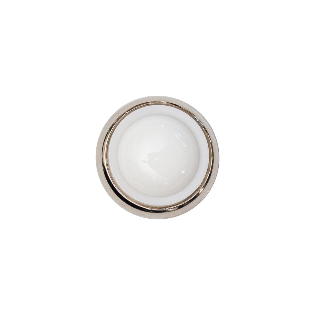 Italian White and Silver Round 2-Piece Shank Back Button - 24/15mm - Joann Fabrics