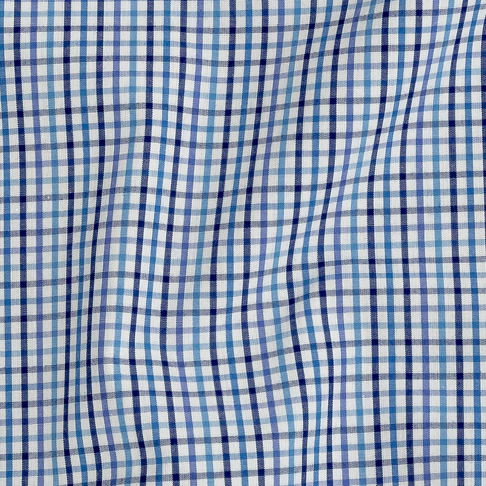 Premium Gradient Blues Minute Plaid Cotton Shirting - Joann Fabrics