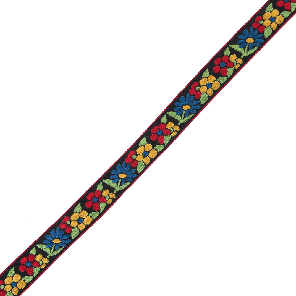 German Primary Color Floral Jacquard Ribbon - 0.75