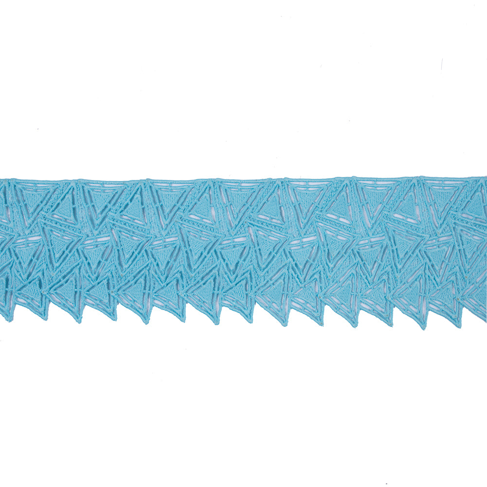 Light Turquoise Geometric Venise Lace Trim - 3.25