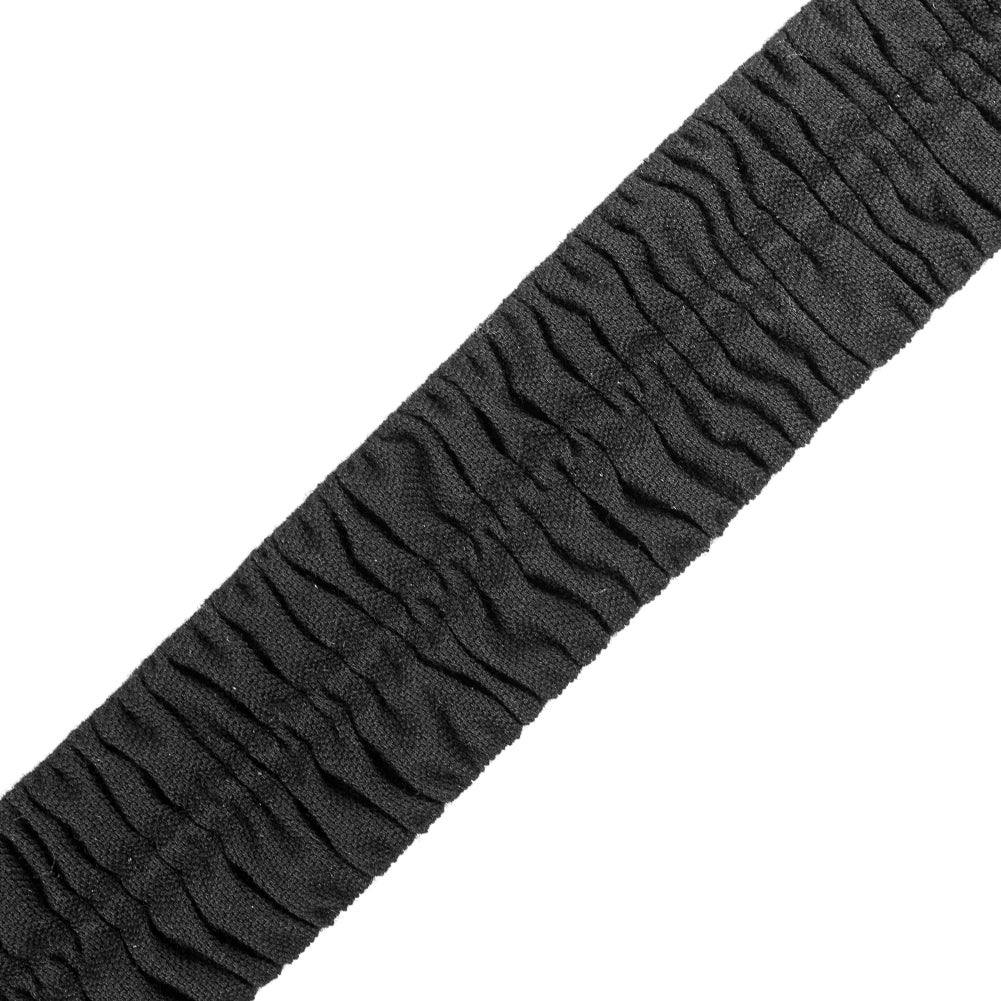 Italian Black Ruched Stretch Wool Trimming - 2.375