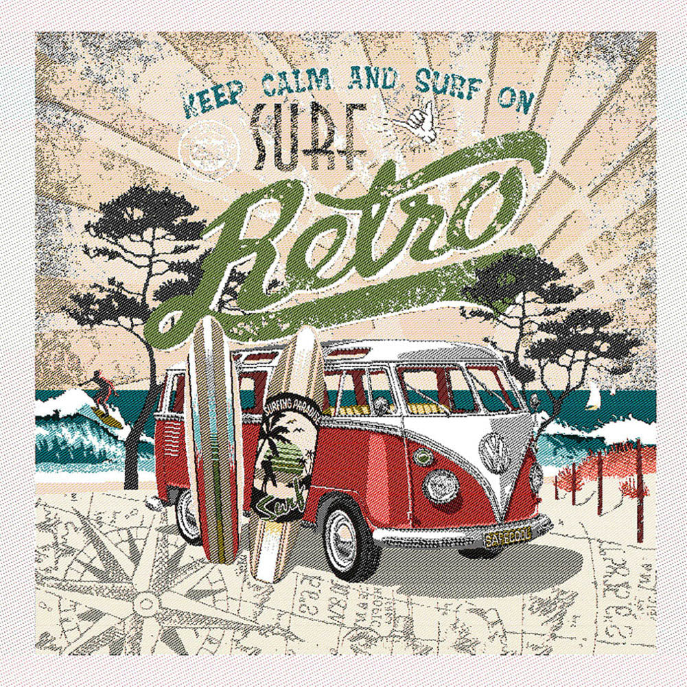 French Rouge, Olive and Sand Surf's Up Oversized Square Patch - 18.875
