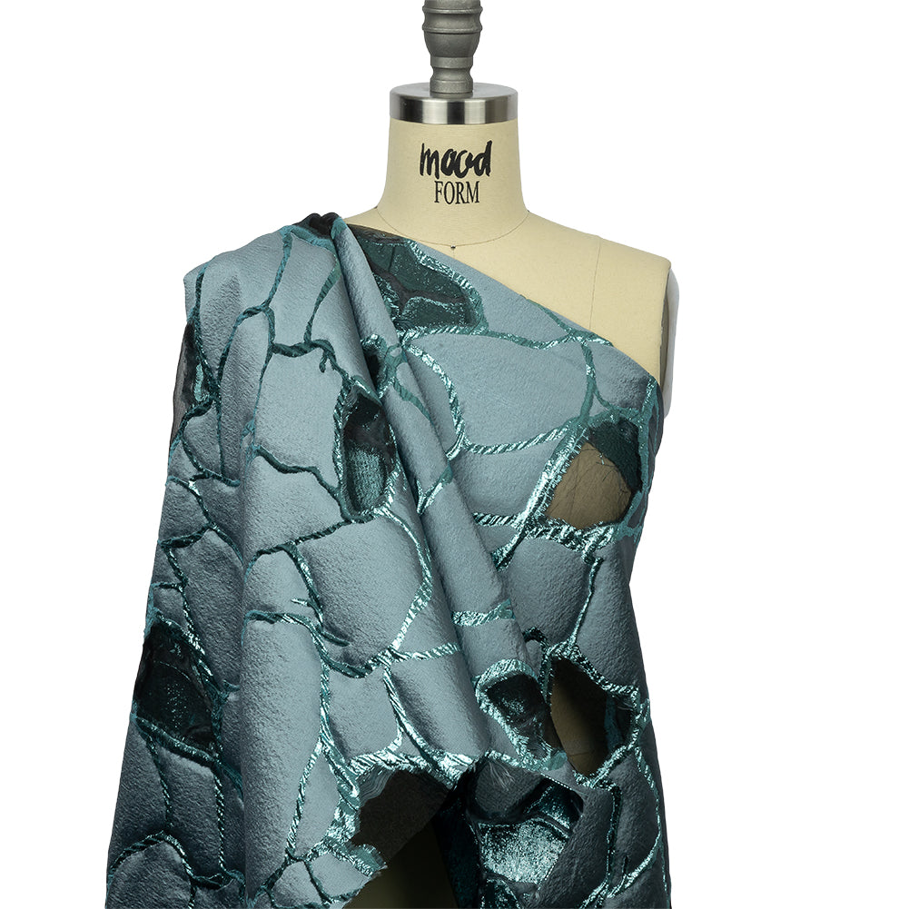 Metallic Light Blue Abstract Luxury Burnout Brocade - Joann Fabrics