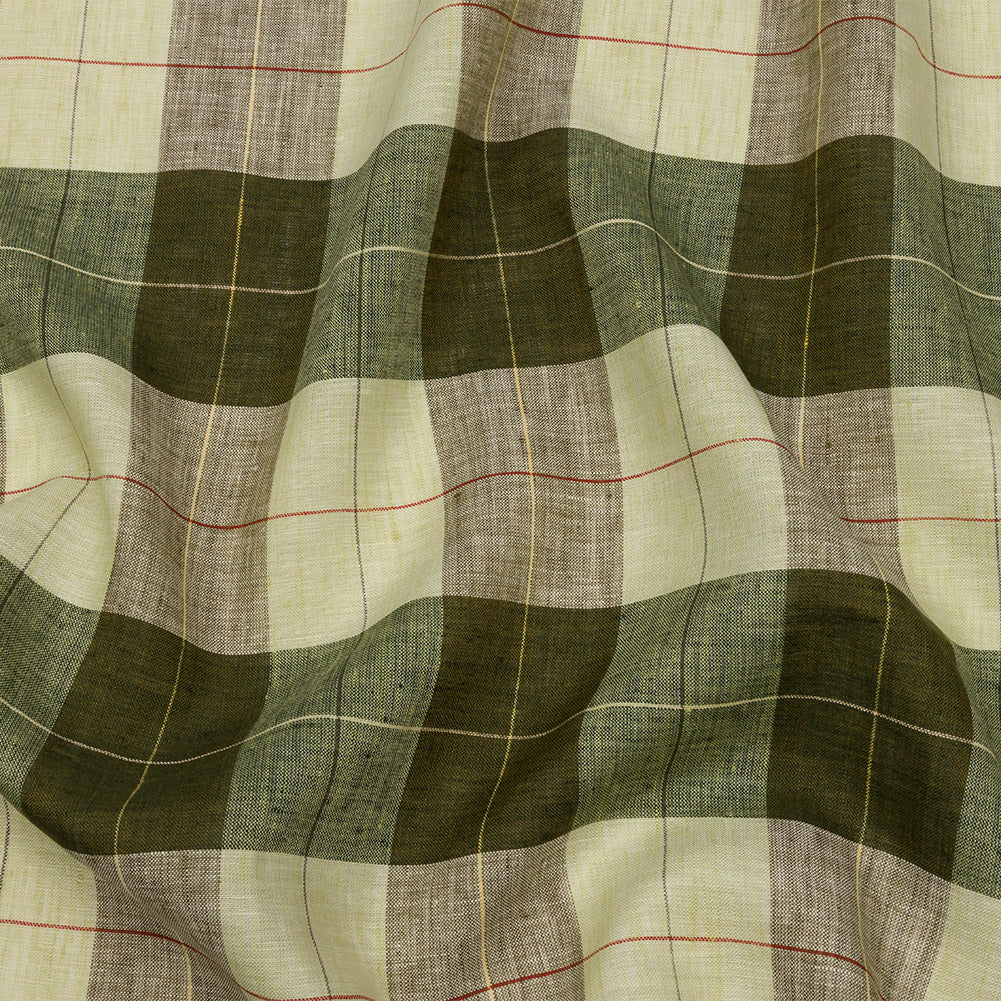 Olive and Lime Big Checks Lightweight Linen Woven - Joann Fabrics