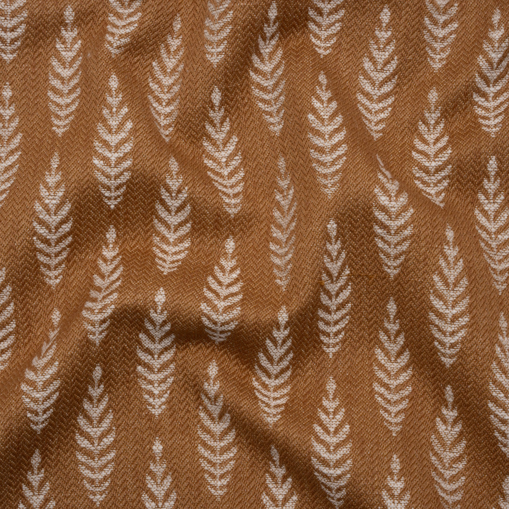Recycled Polyester and Cotton Jacquard - Ginger Lines of Leaves - British Imported - Joann Fabrics