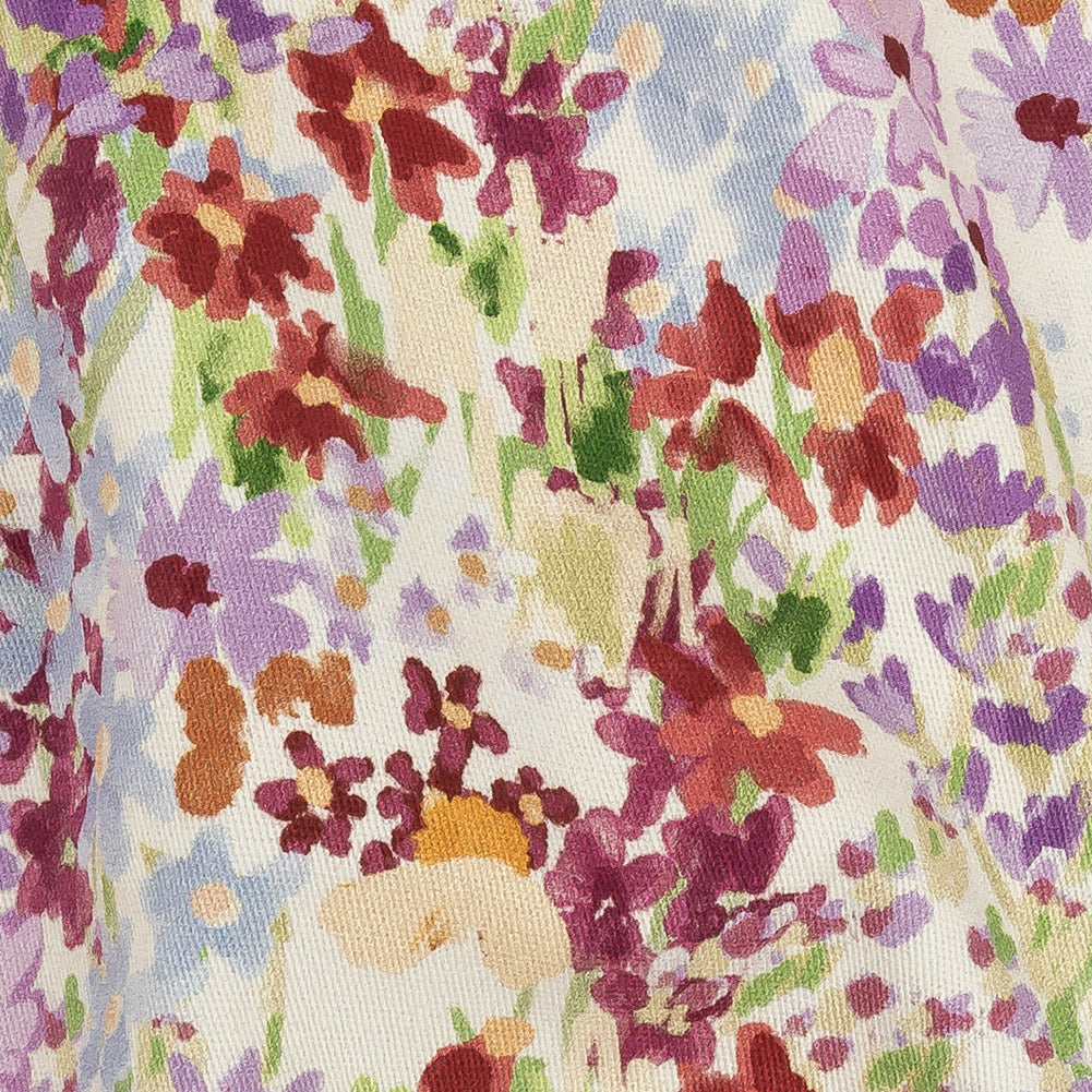 Stretch Cotton Twill Print - Off-White and Purple Floral - Mood Exclusive Wildflowers Willing - Joann Fabrics