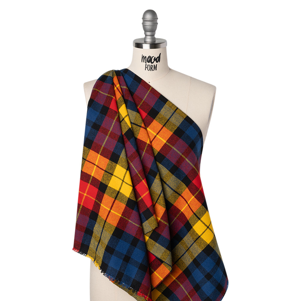 Yarn-Dyed Cotton Twill Flannel - Yellow, Red and Blue Plaid - Deadstock - Joann Fabrics