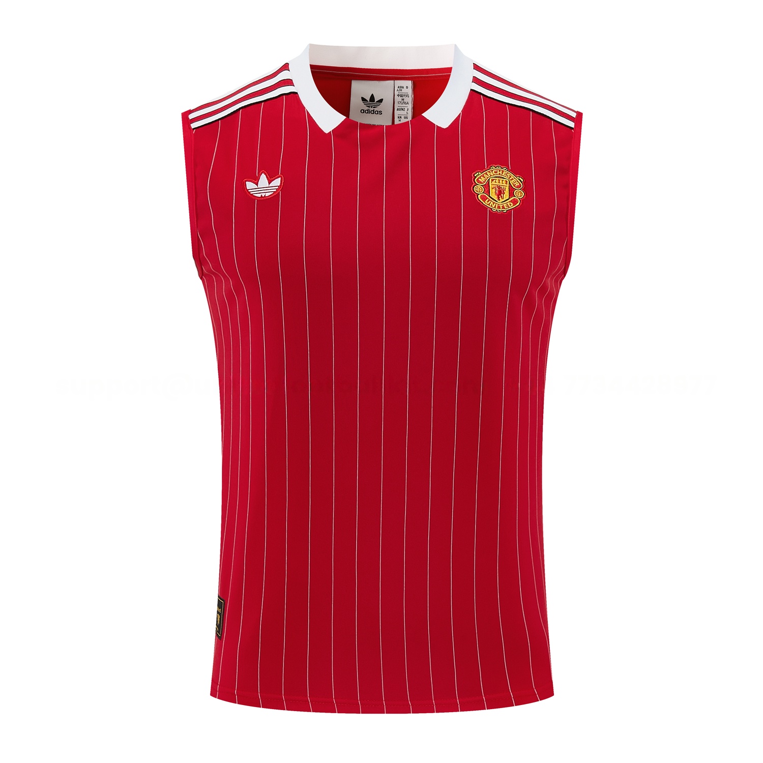 Manchester United 25-26 Retro Style Vest Training Set - Red With White Stripes Top & Pants - UnitedFutballJersey