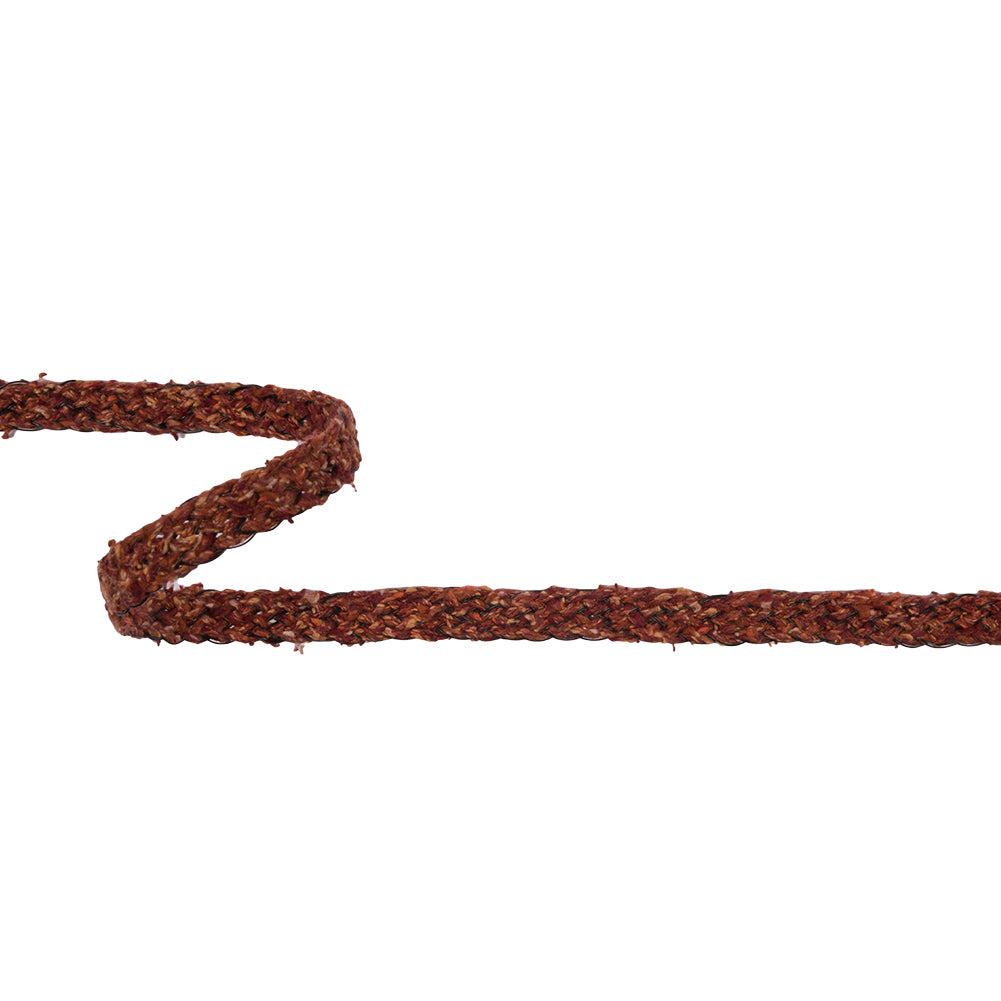 Famous NYC Designer Burnt Orange and Black Wool Boucle Braided Trim - 0.375