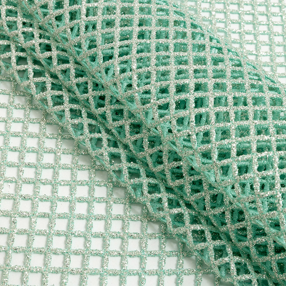 Guipure Lace with Glitter - Water Green Diamonds - Joann Fabrics