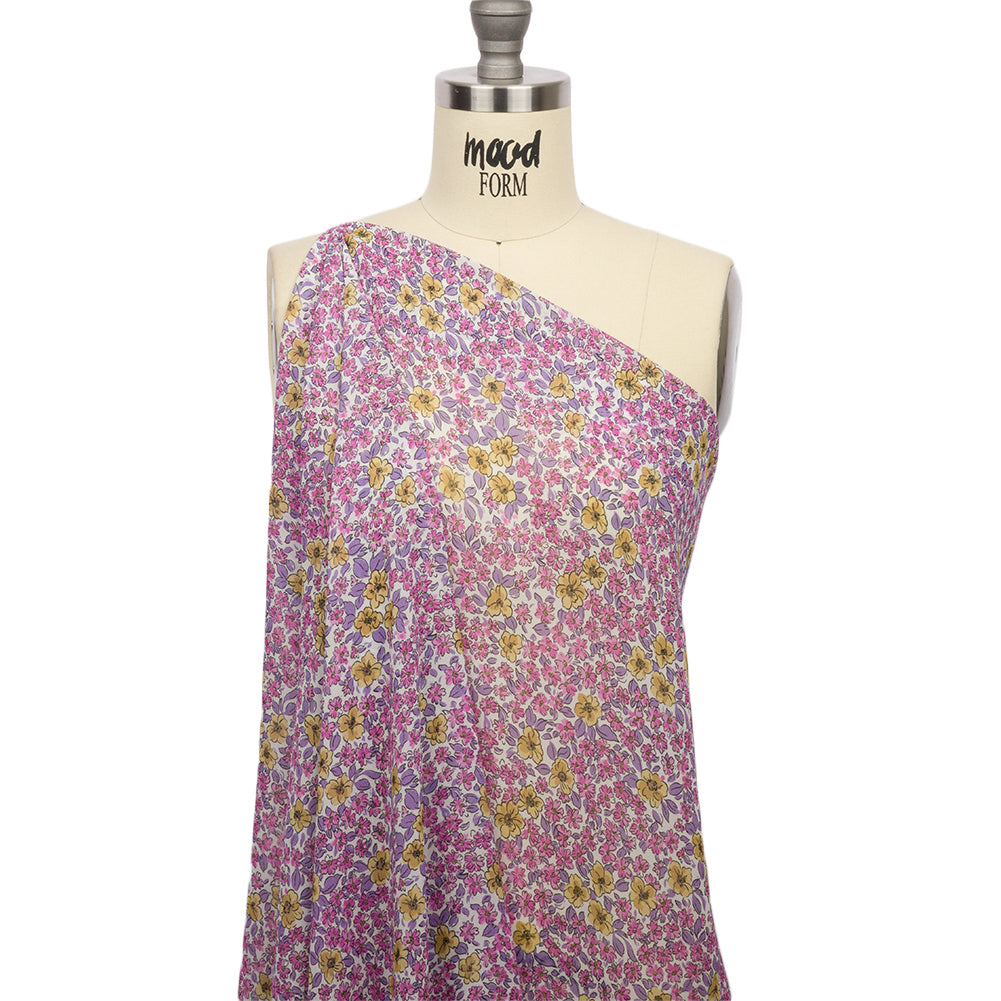 Viscose Georgette - Bigger Pink and Yellow Floral - Springtime Saunter Print - Mood Exclusive Secret Garden Collection - Joann Fabrics
